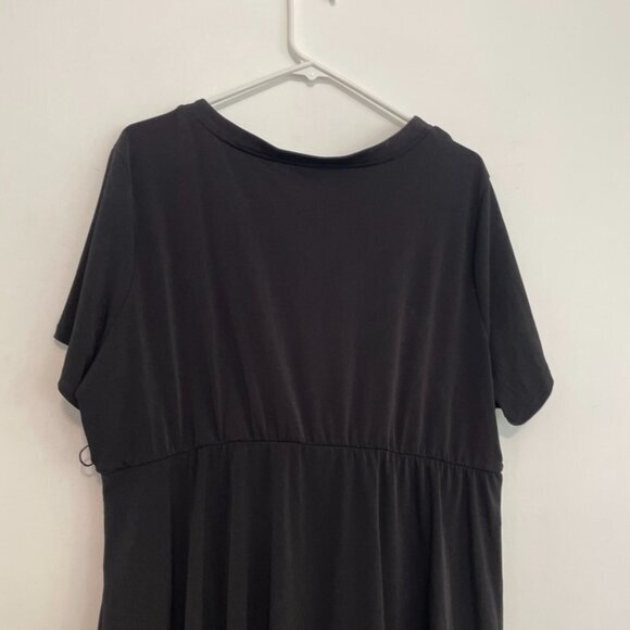 NEW NWT TORRID 3 Plus Size Jersey Knit Faux Wrap Top Black Short Sleeve NO BELT - Picture 14 of 15